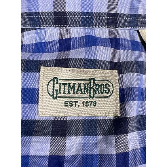 Gitman Bros Made in USA Blue Check Shirt L/S size Medium - Picture 7 of 8